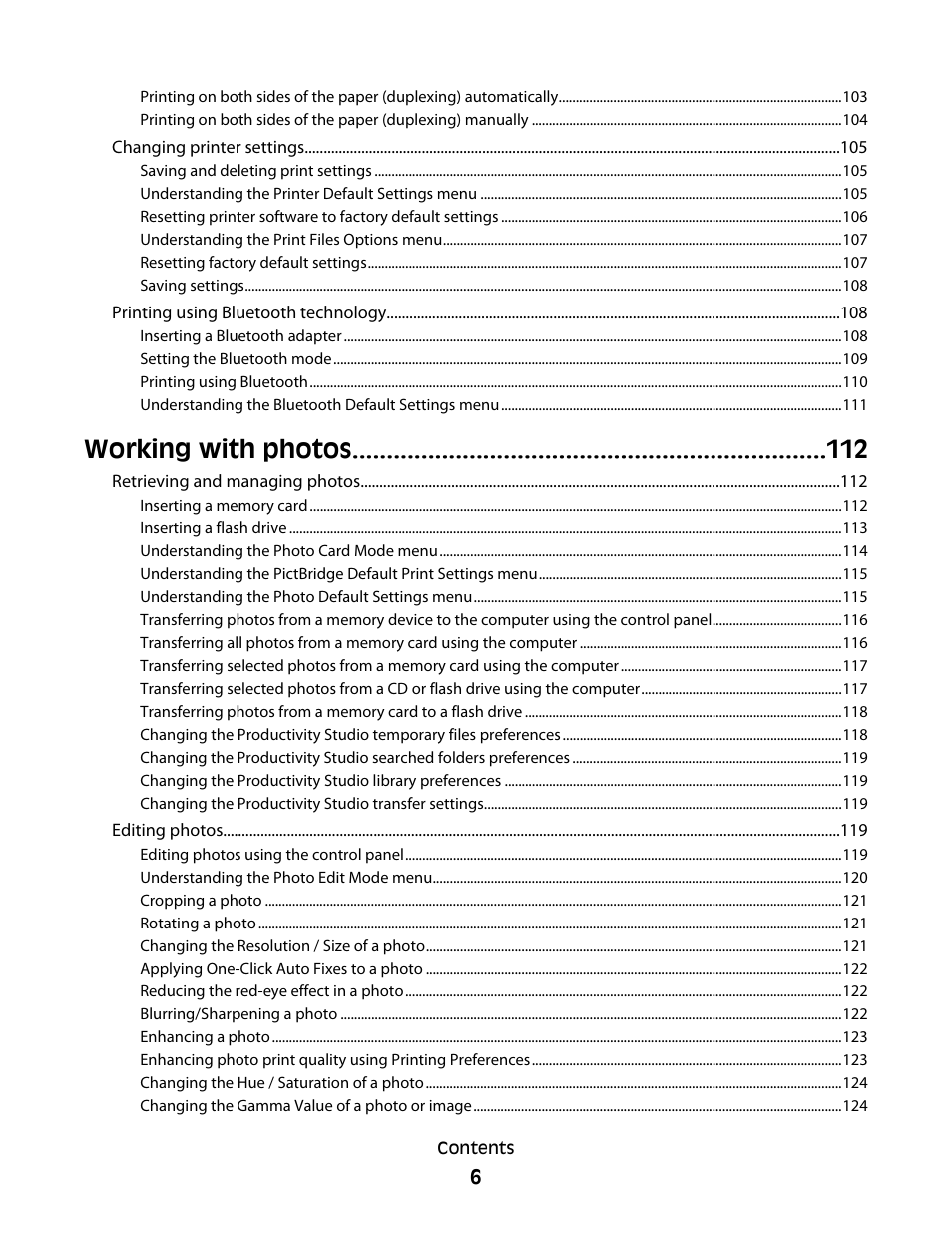 Working with photos | Lexmark 9500 Series User Manual | Page 6 / 290