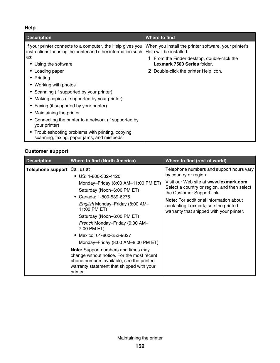 Lexmark 7500 Series User Manual | Page 152 / 227
