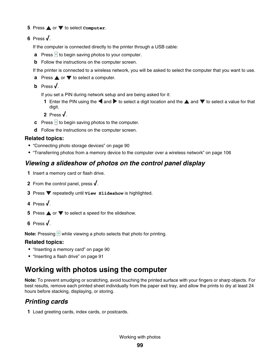 Working with photos using the computer, Printing cards | Lexmark 7500 Series User Manual | Page 99 / 227