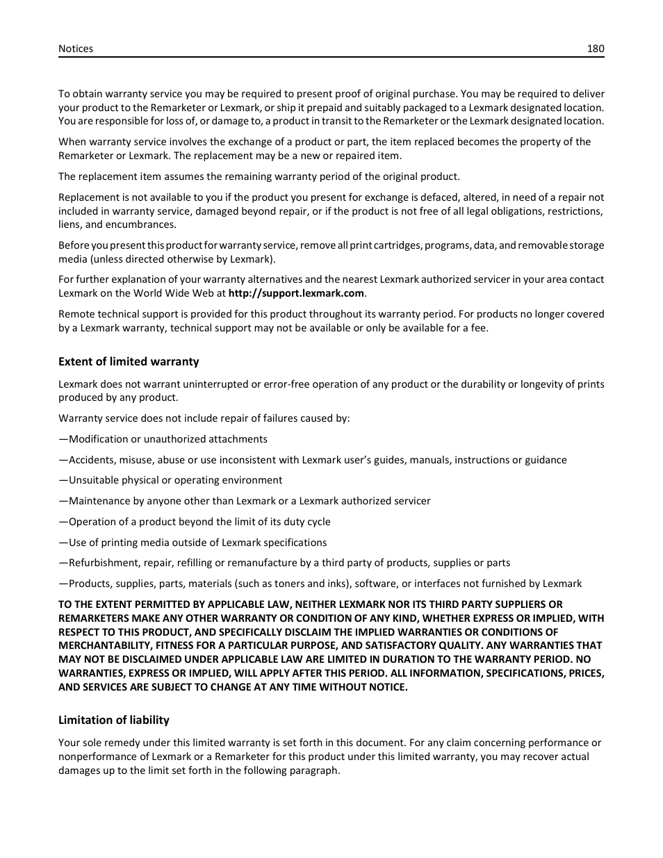 Lexmark S510 User Manual | Page 180 / 189