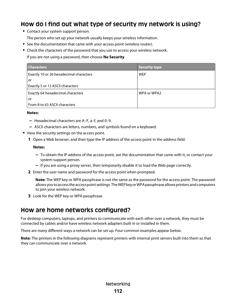How are home networks configured | Lexmark S800 User Manual | Page 112 / 197