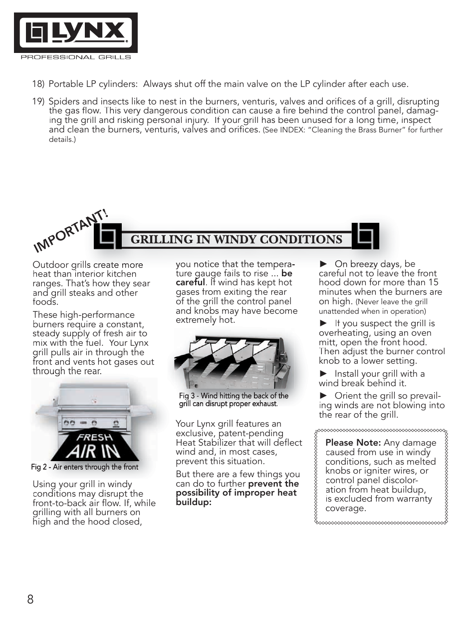 Imp or tant | Lynx Professional Grills 42" Free Standing Grill L42PSR-1 User Manual | Page 8 / 48