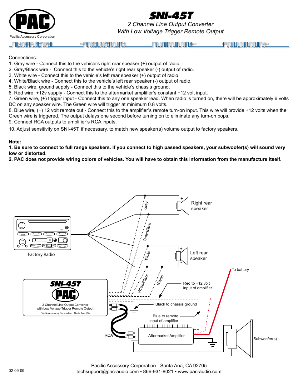 PAC SNI-45T User Manual | 1 page