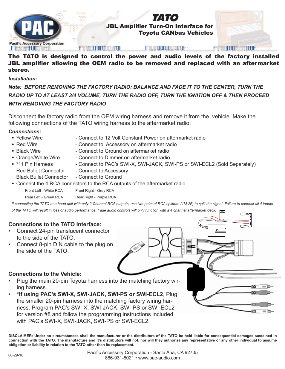 PAC Car Amplifier User Manual | 2 pages