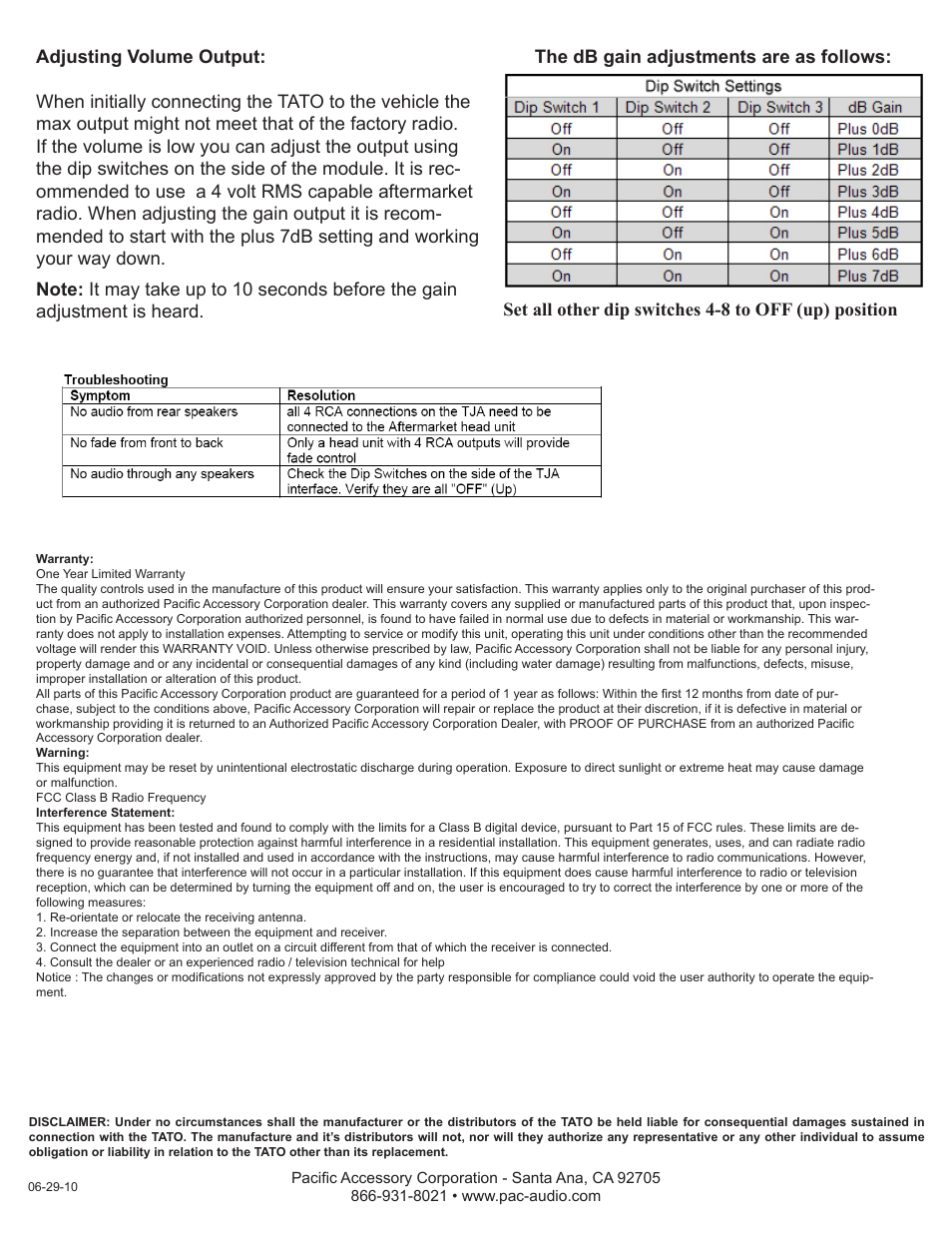 PAC Car Amplifier User Manual | Page 2 / 2