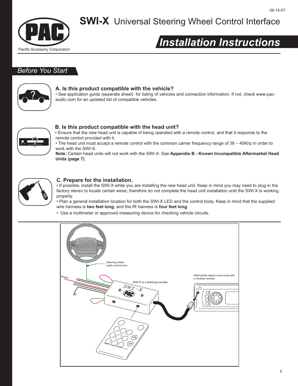 PAC SWI-X User Manual | 8 pages