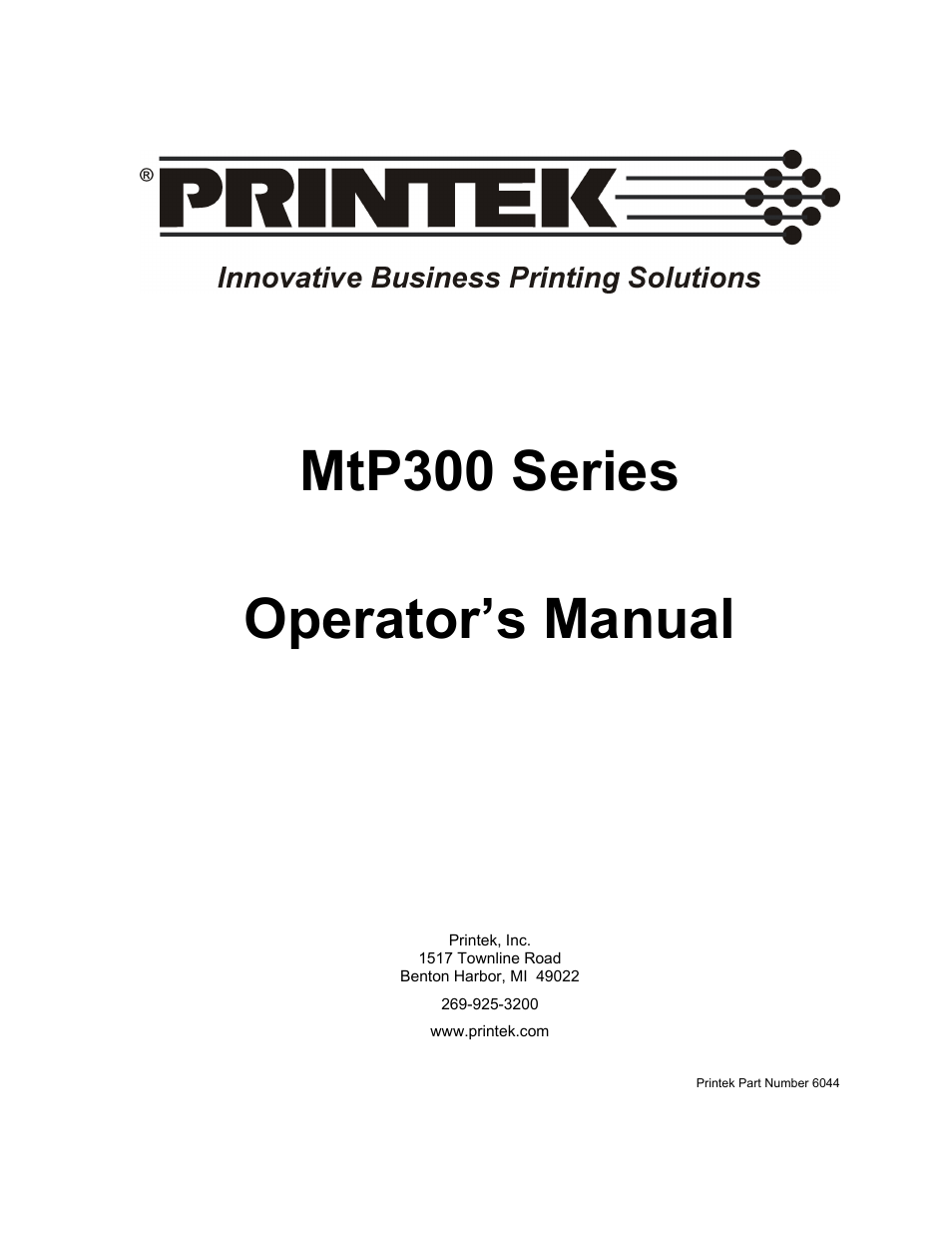 Printek MTP300 User Manual | 63 pages