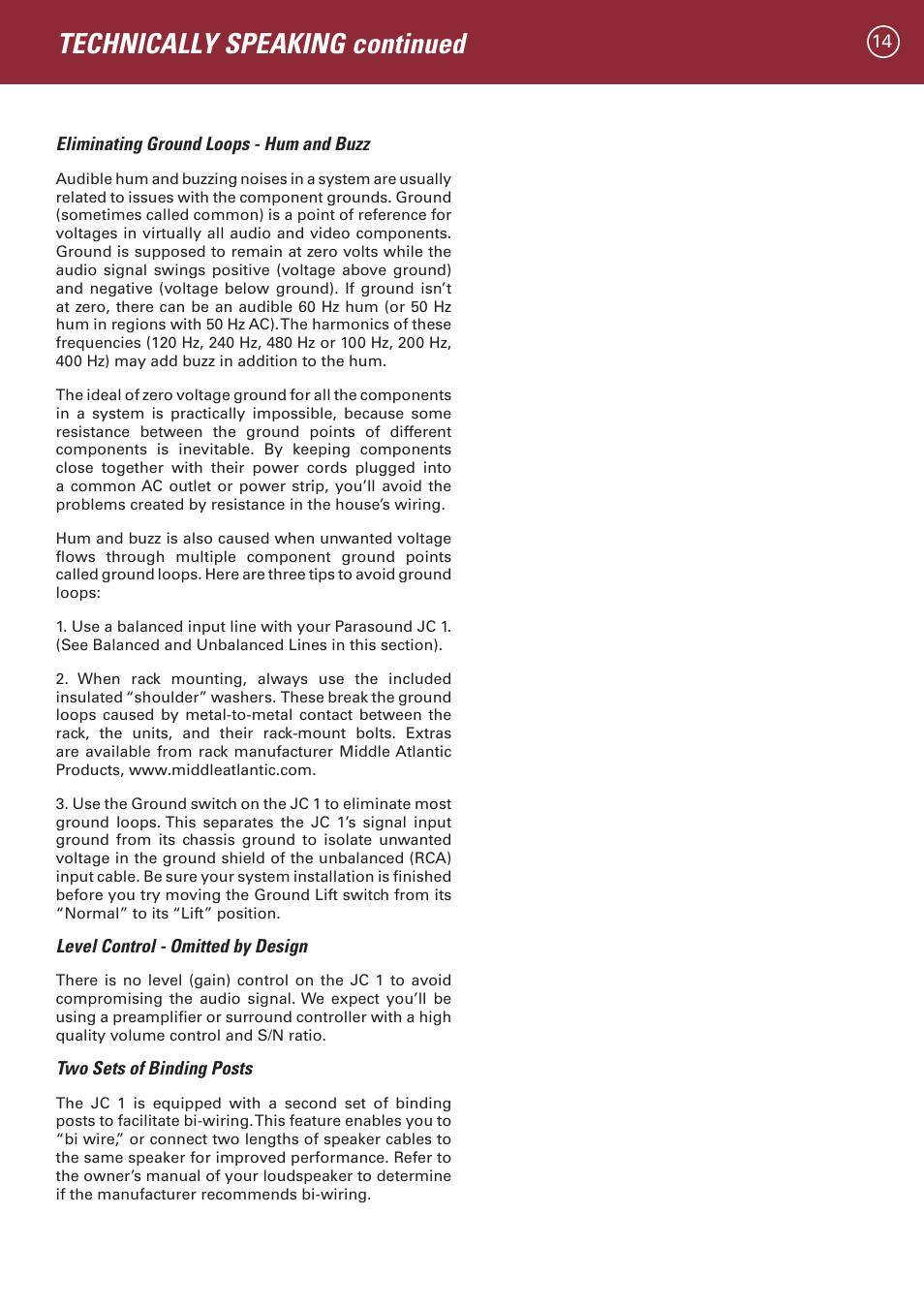Technically speaking continued | Parasound JC 1 Amplifier User Manual | Page 17 / 22