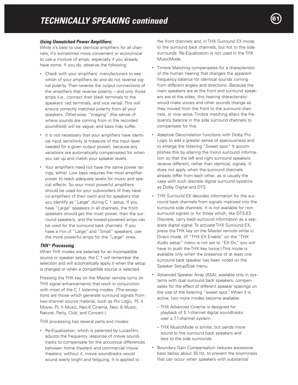 Technically speaking continued | Parasound Halo C1 Controller User Manual | Page 61 / 68