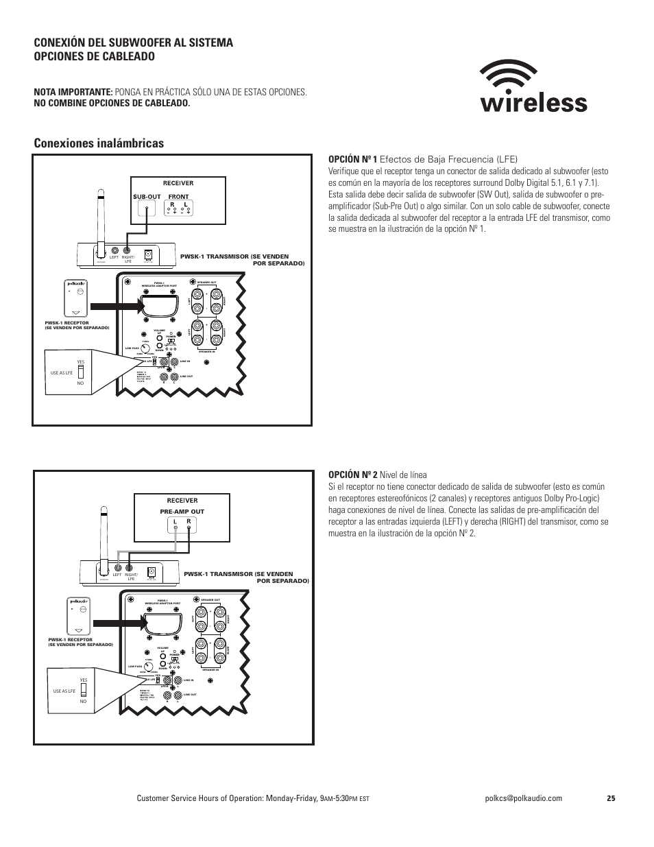 Conexiones inalámbricas, Stand auto on by, Pm est | Polk Audio DSW PRO 440wi User Manual | Page 25 / 60