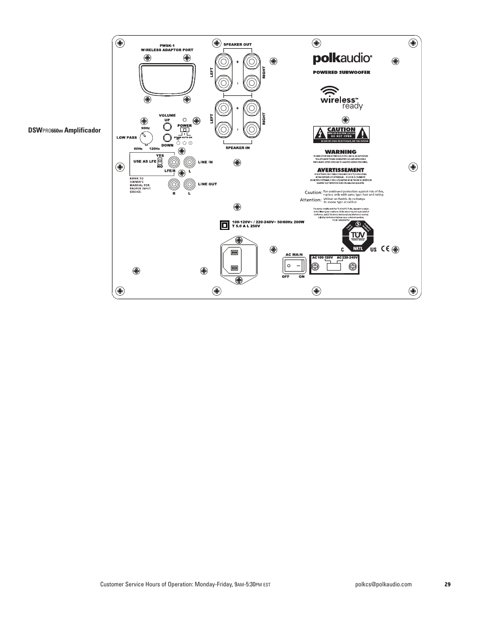 Amplificador | Polk Audio DSW PRO 440wi User Manual | Page 29 / 60