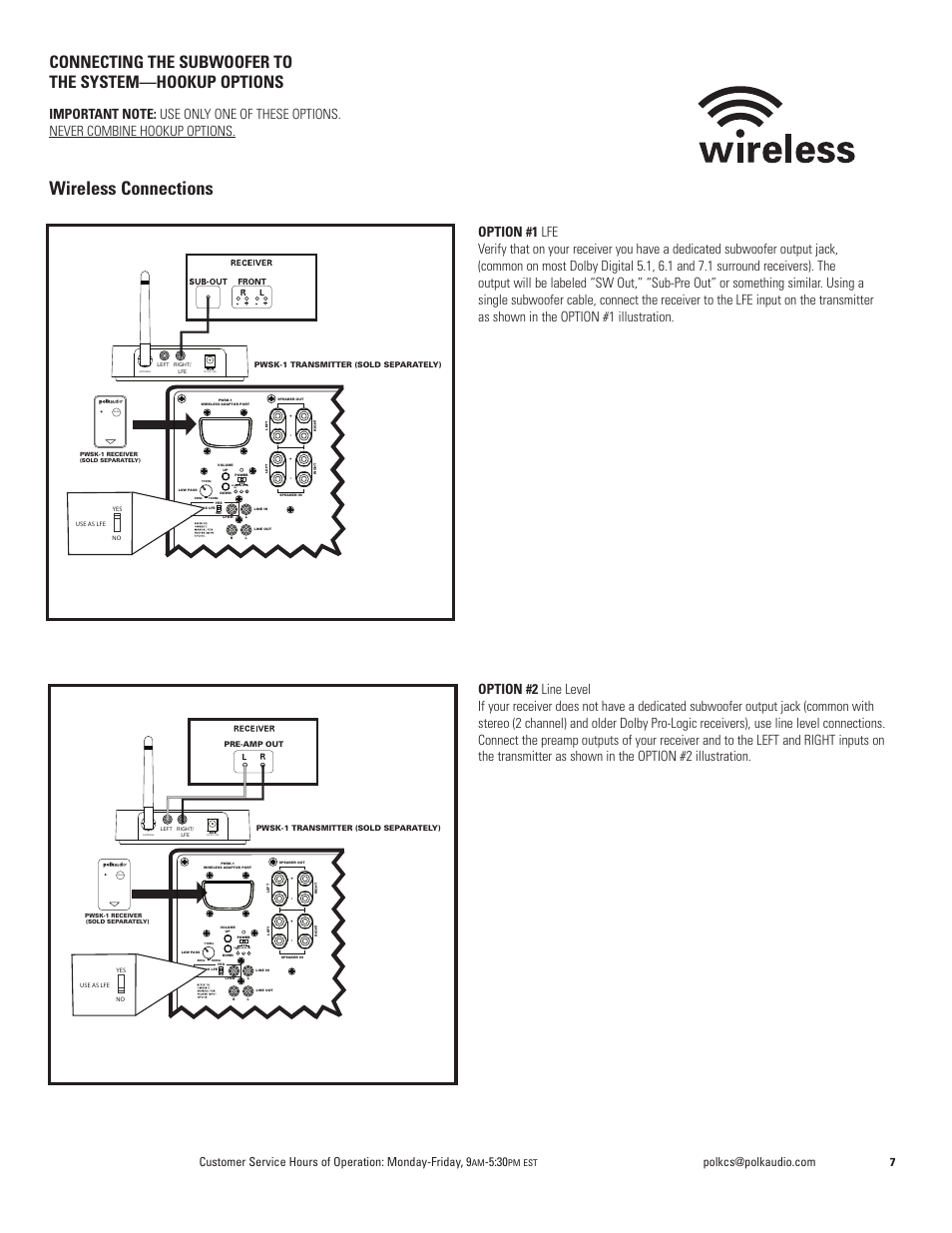 Wireless connections, Stand auto on by, Pm est | Polk Audio DSW PRO 440wi User Manual | Page 7 / 60