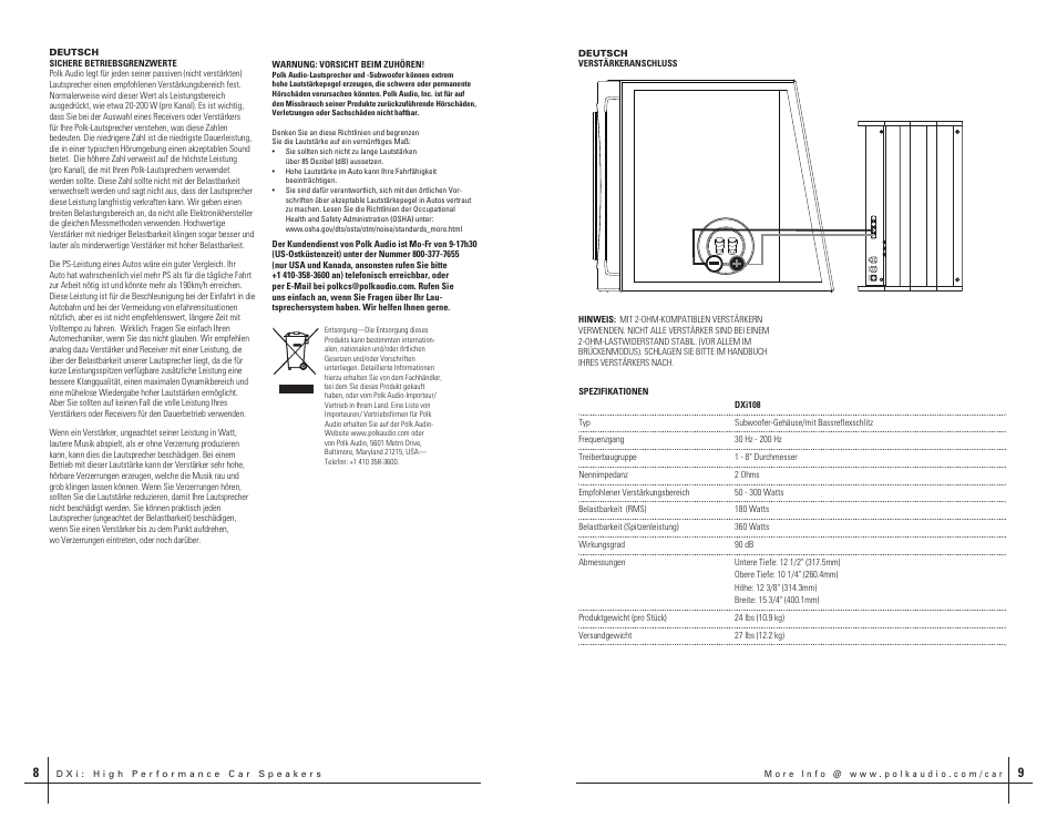 Polk Audio DXI108 User Manual | Page 5 / 8