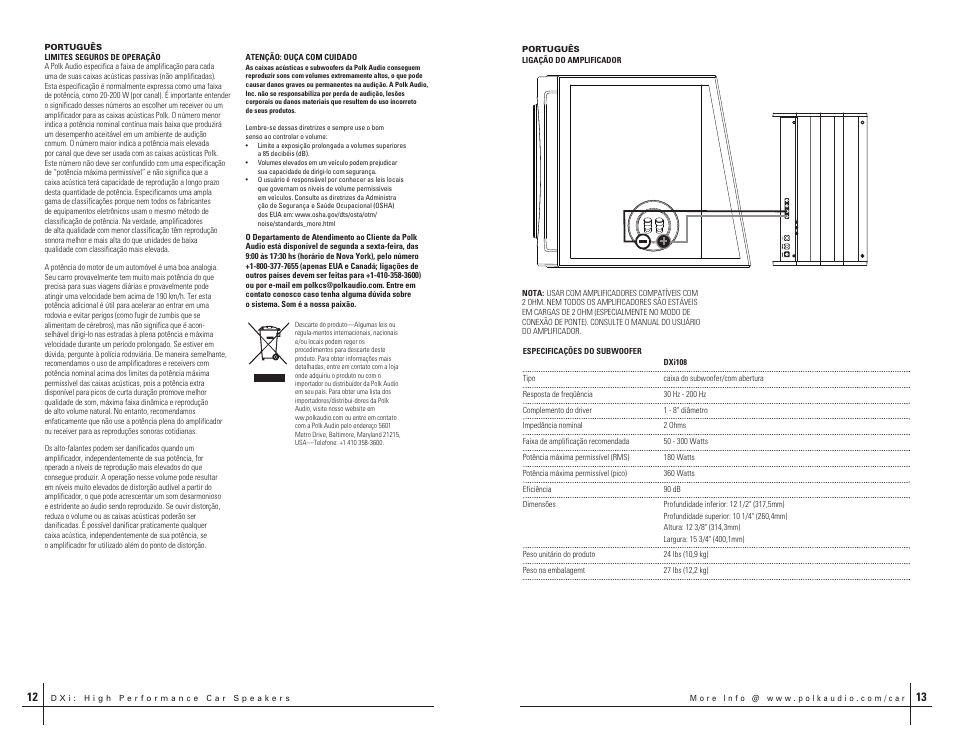 Polk Audio DXI108 User Manual | Page 7 / 8