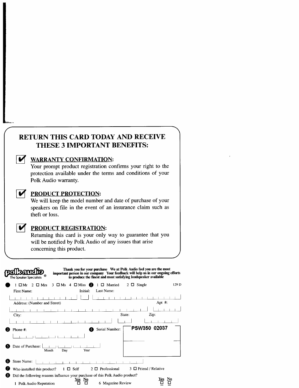 Polk Audio PSW 450 User Manual | Page 20 / 20