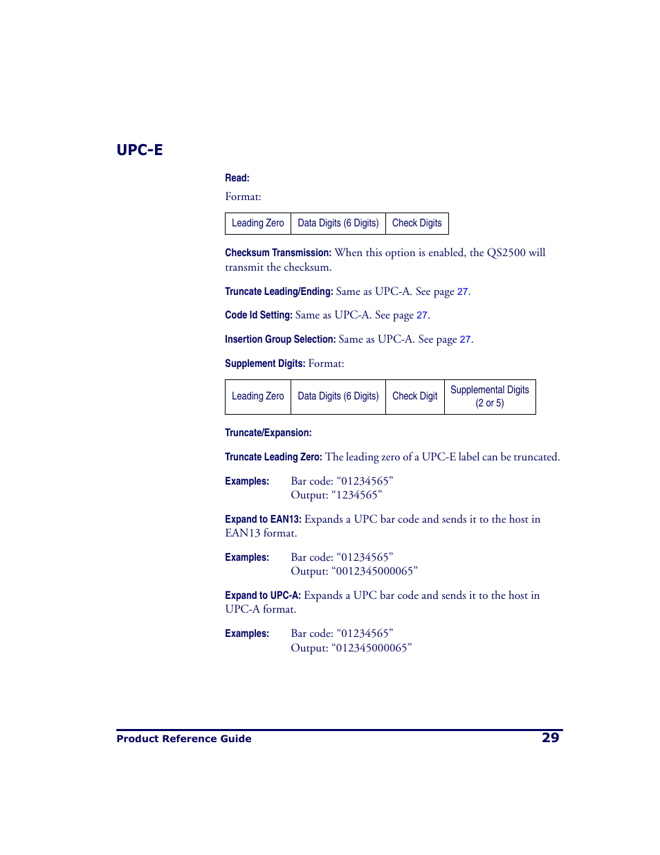 Upc-e | PSC QS2500 User Manual | Page 33 / 76