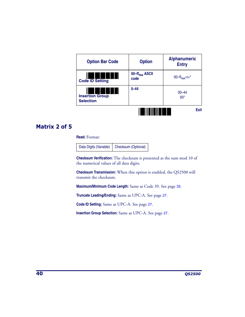 Matrix 2 of 5 | PSC QS2500 User Manual | Page 44 / 76