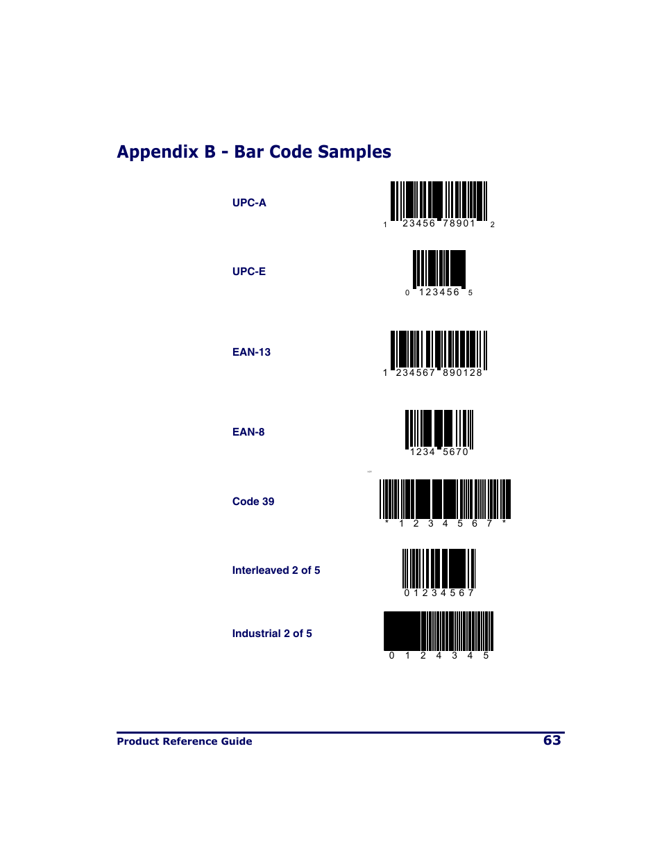 Appendix b - bar code samples | PSC QS2500 User Manual | Page 67 / 76