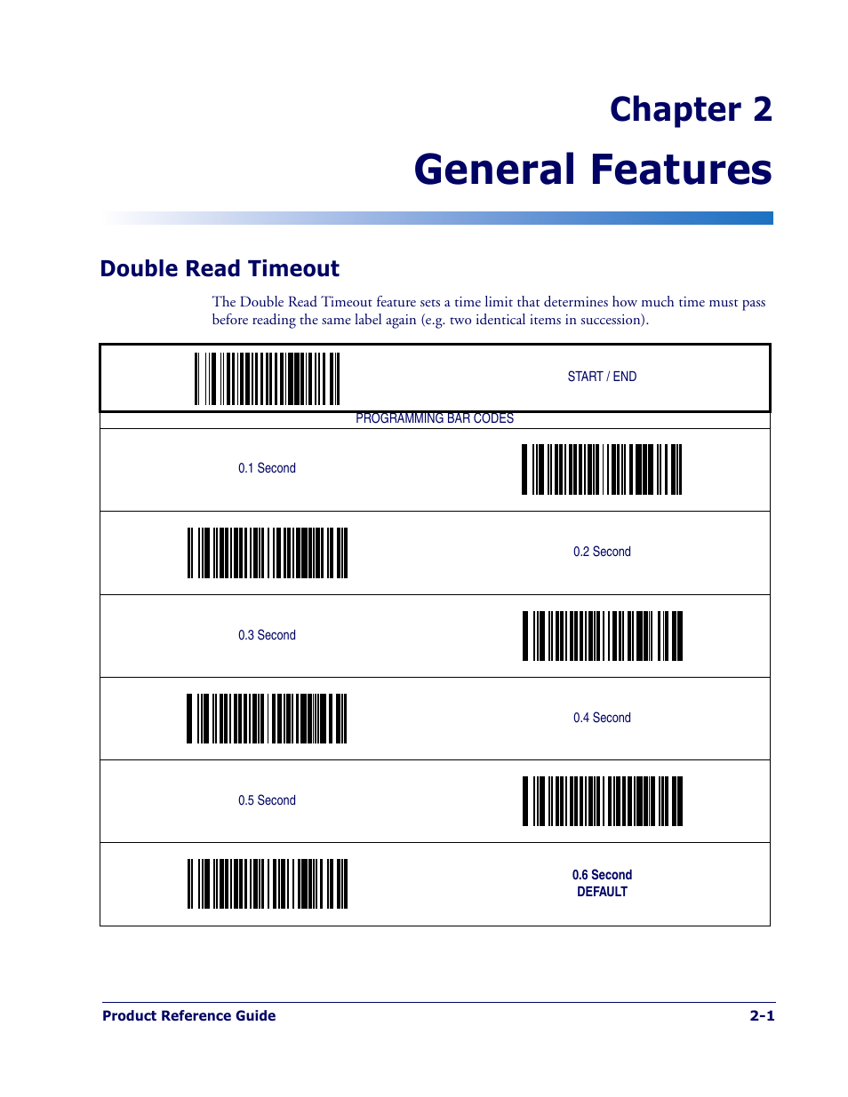 General features, Double read timeout, Double read timeout -1 | Chapter 2 | PSC 1400I User Manual | Page 13 / 180