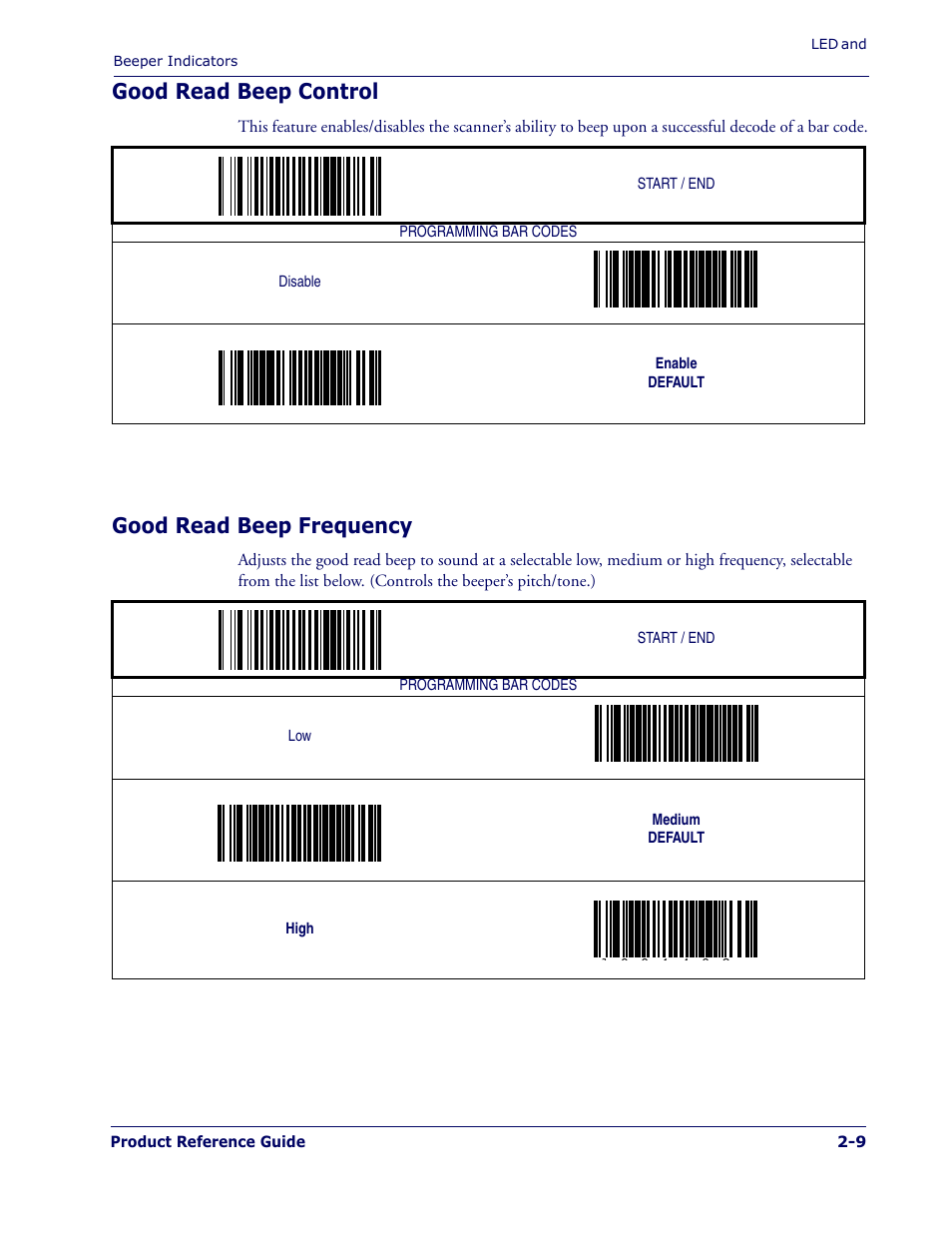 Good read beep control, Good read beep frequency | PSC 1400I User Manual | Page 21 / 180