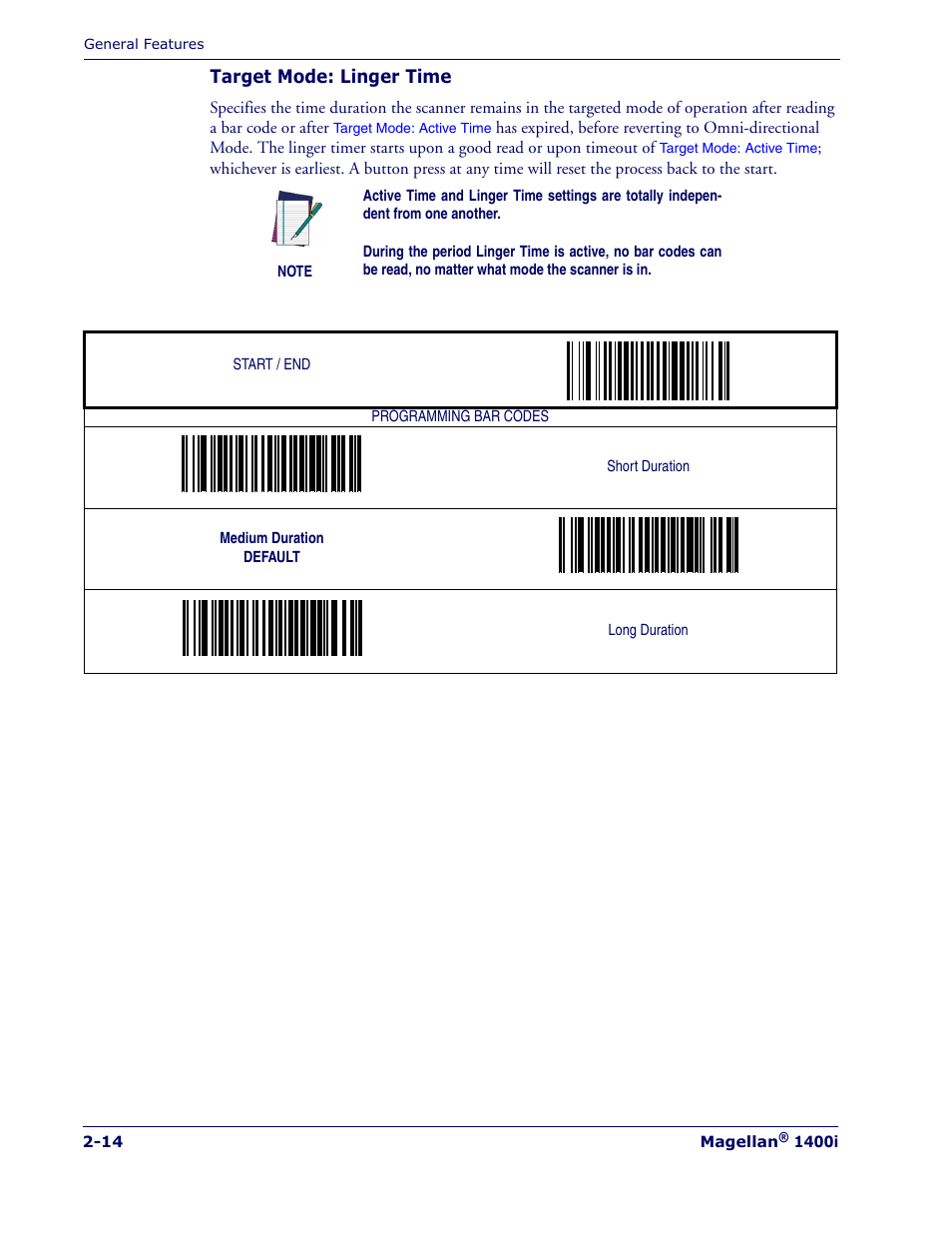 Target mode: linger time, Good read, Has elapsed | PSC 1400I User Manual | Page 26 / 180