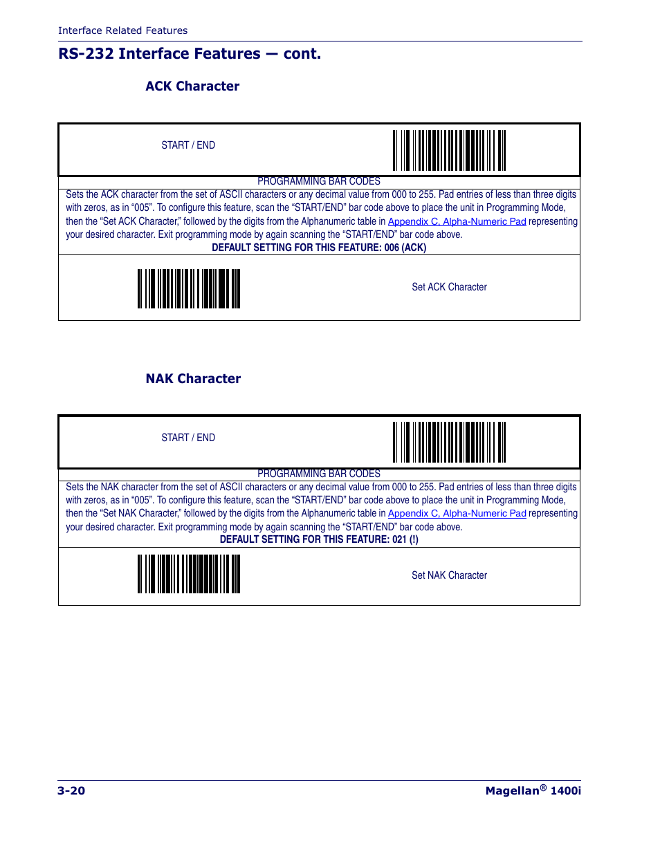 Rs-232 interface features — cont | PSC 1400I User Manual | Page 48 / 180