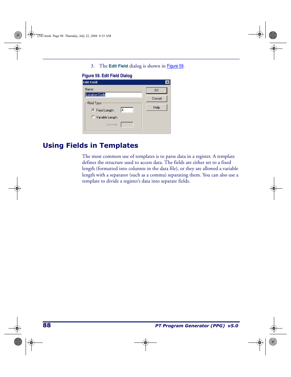 Using fields in templates | PSC PT Program Generator User Manual | Page 100 / 204