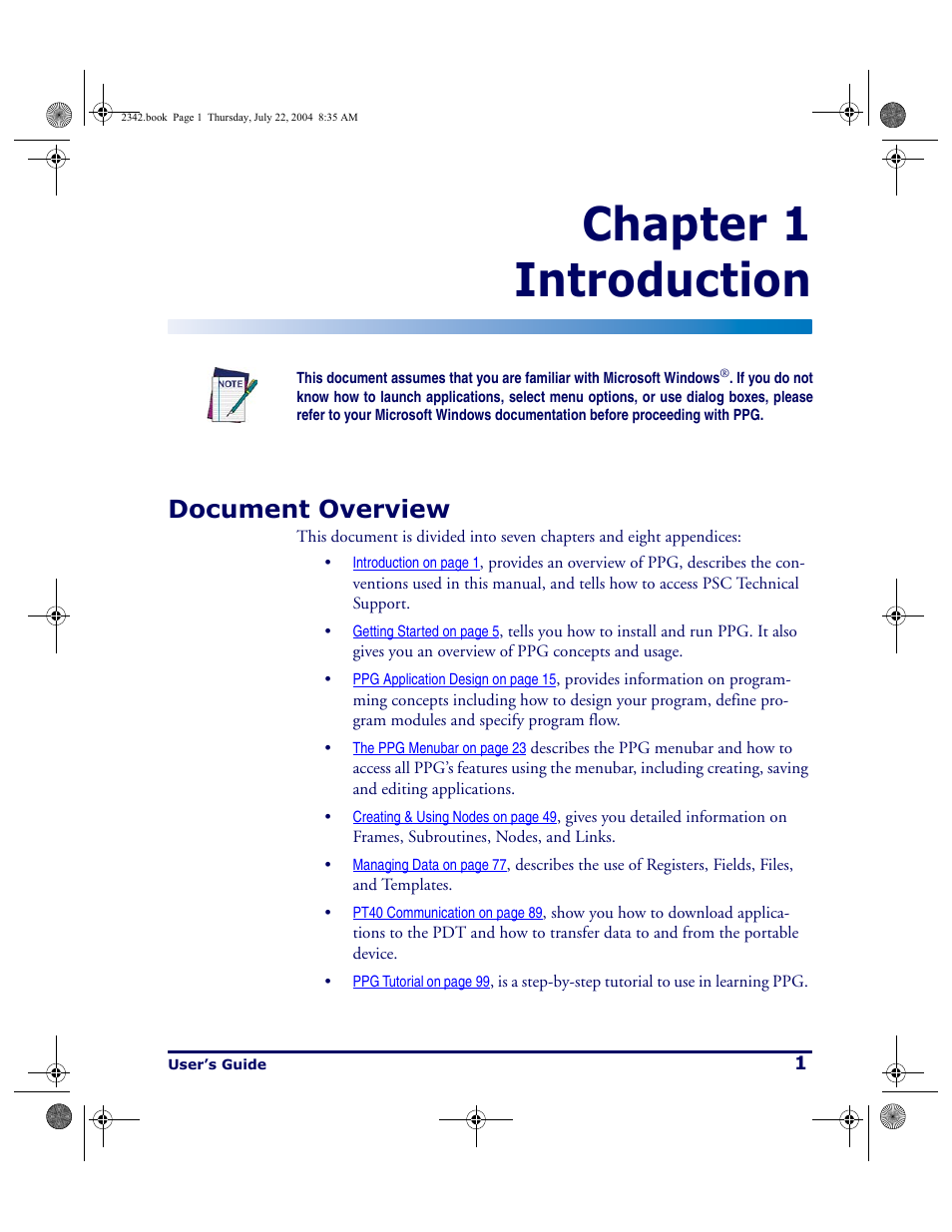 Introduction, Document overview, Chapter 1 introduction | PSC PT Program Generator User Manual | Page 13 / 204