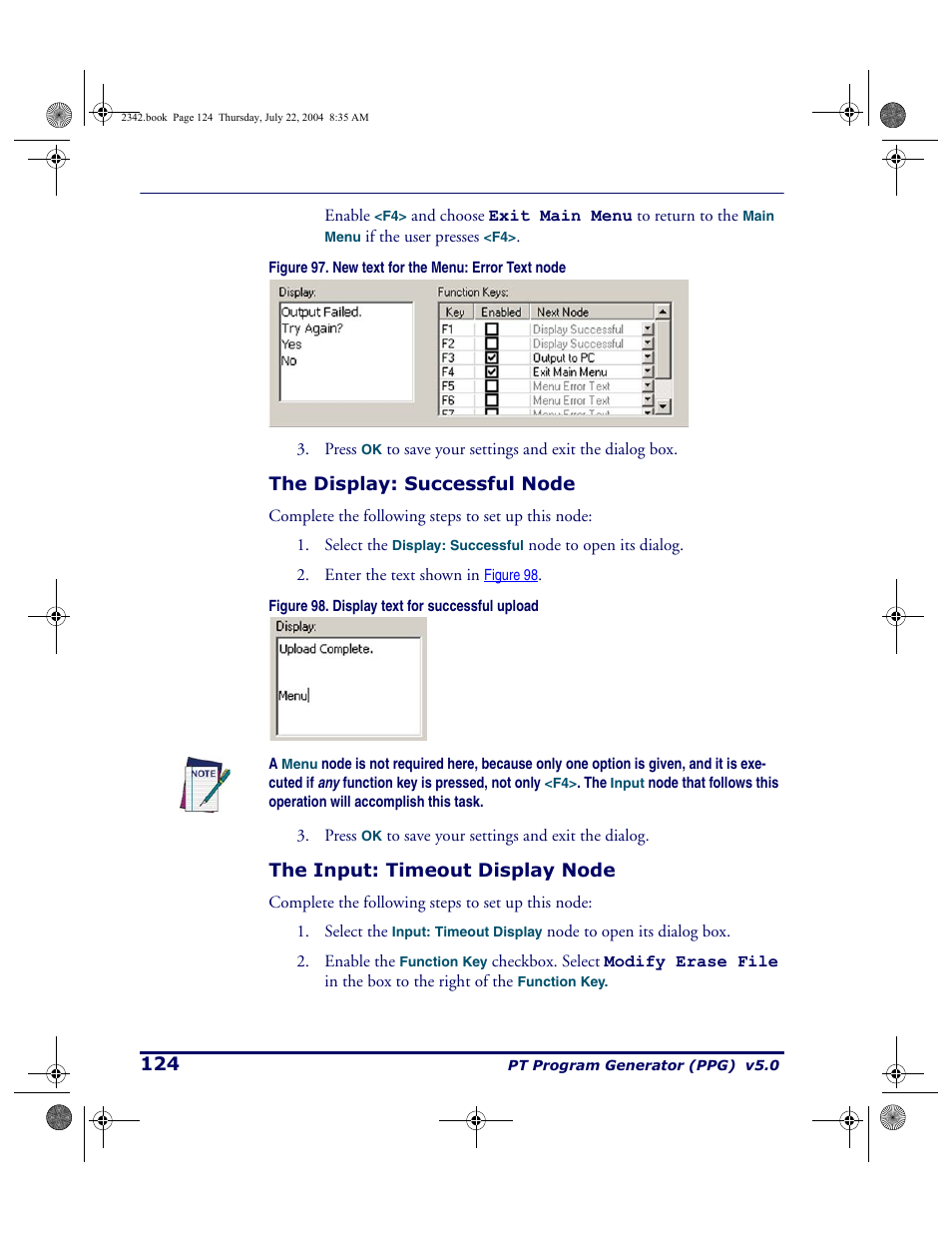 The display: successful node, The input: timeout display node | PSC PT Program Generator User Manual | Page 136 / 204