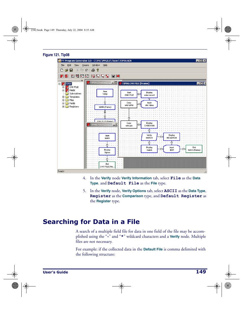 Searching for data in a file | PSC PT Program Generator User Manual | Page 161 / 204