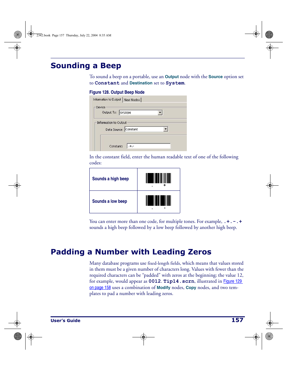 Sounding a beep, Padding a number with leading zeros | PSC PT Program Generator User Manual | Page 169 / 204