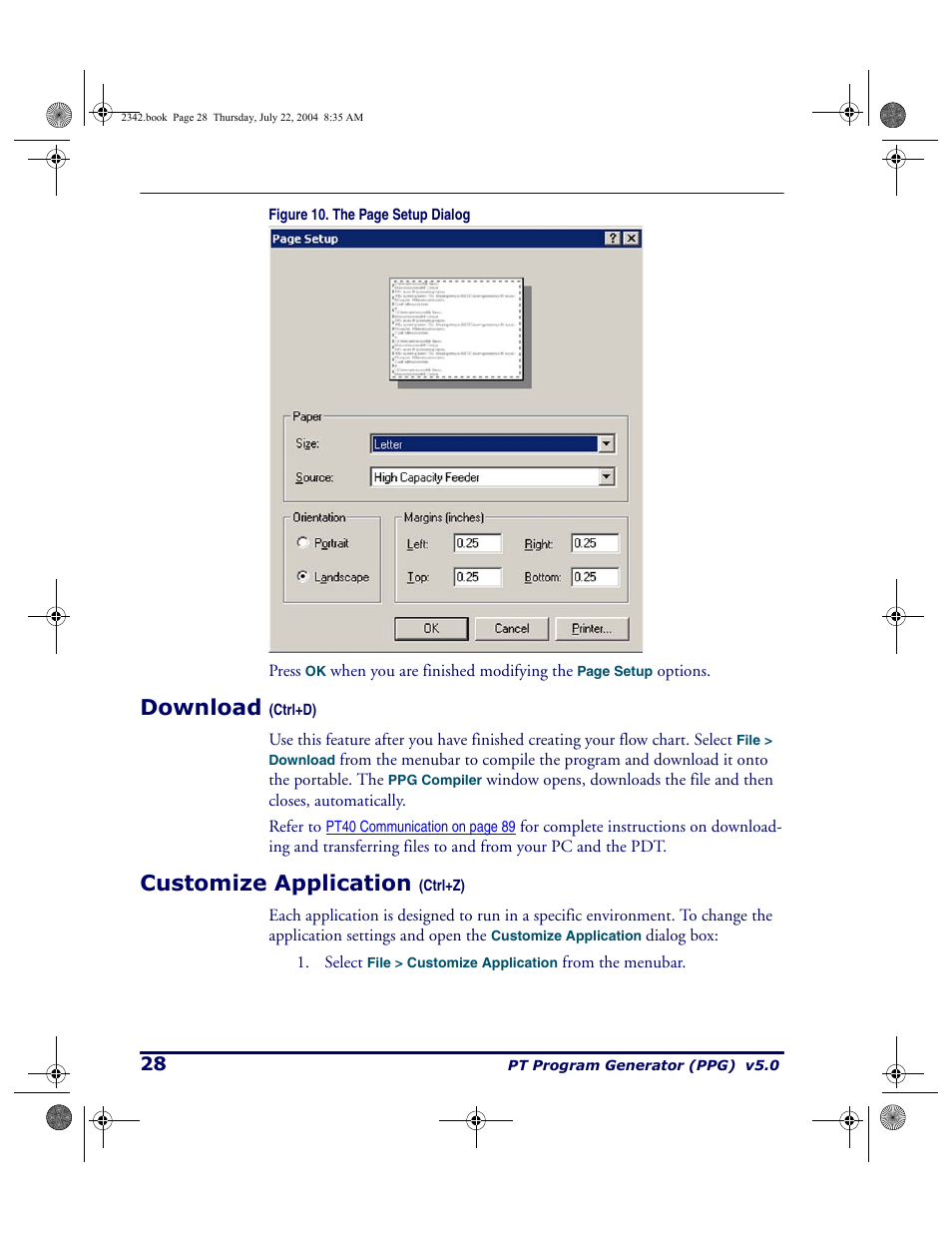 Download (ctrl+d), Customize application (ctrl+z), Download | Customize application, Ctrl+z), Efer to, Figure 10 on | PSC PT Program Generator User Manual | Page 40 / 204