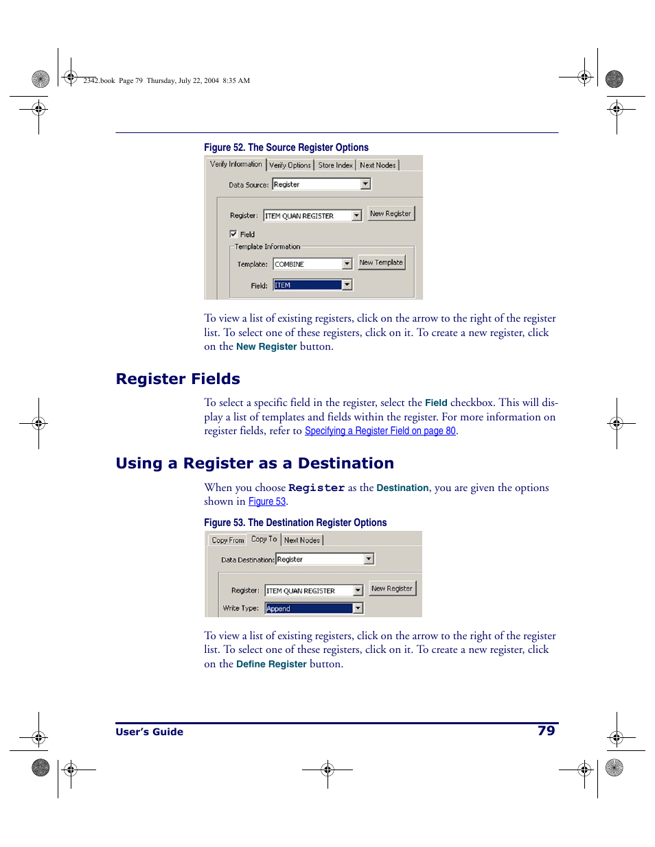 Register fields, Using a register as a destination, Register fields using a register as a destination | Figure 52 | PSC PT Program Generator User Manual | Page 91 / 204