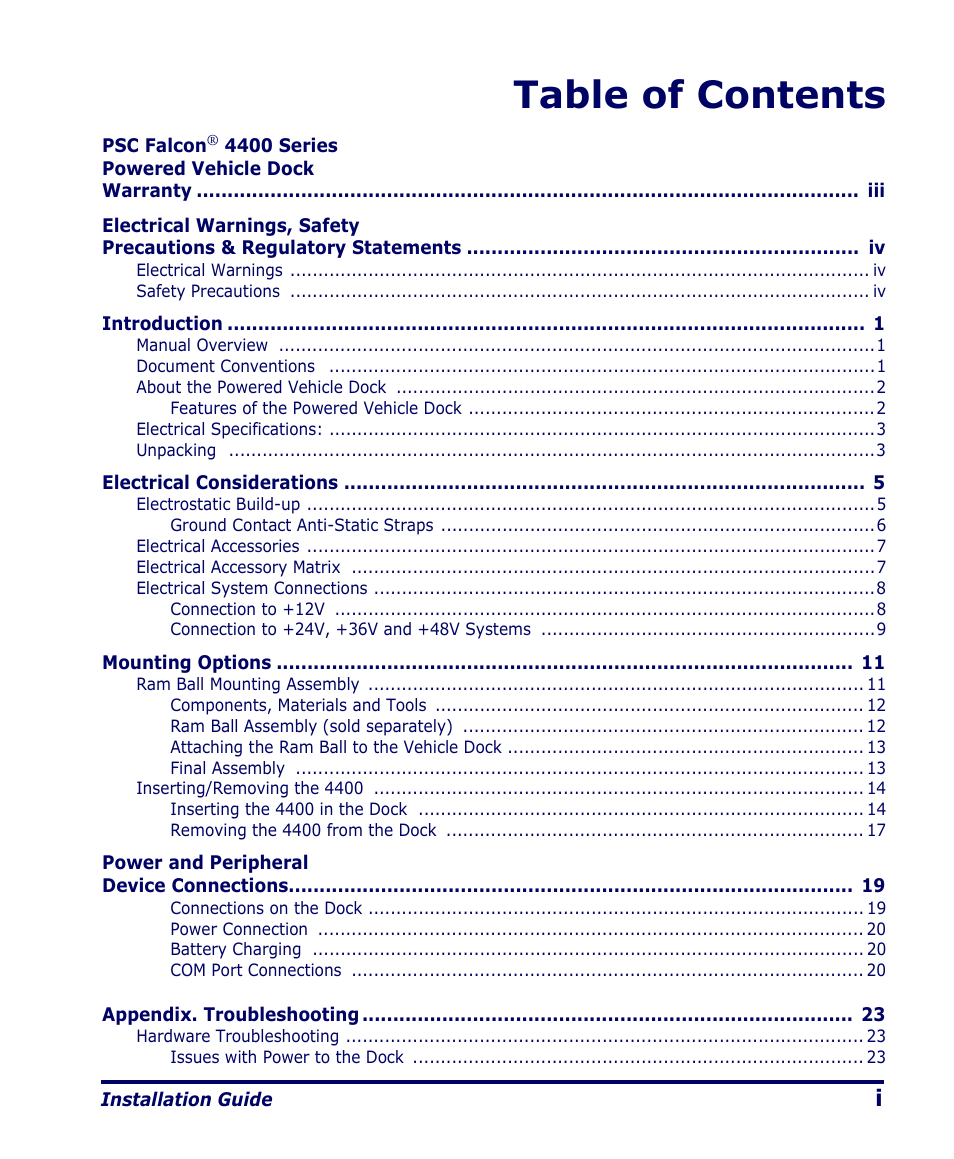 PSC Falcon 4400 Series User Manual | Page 3 / 40