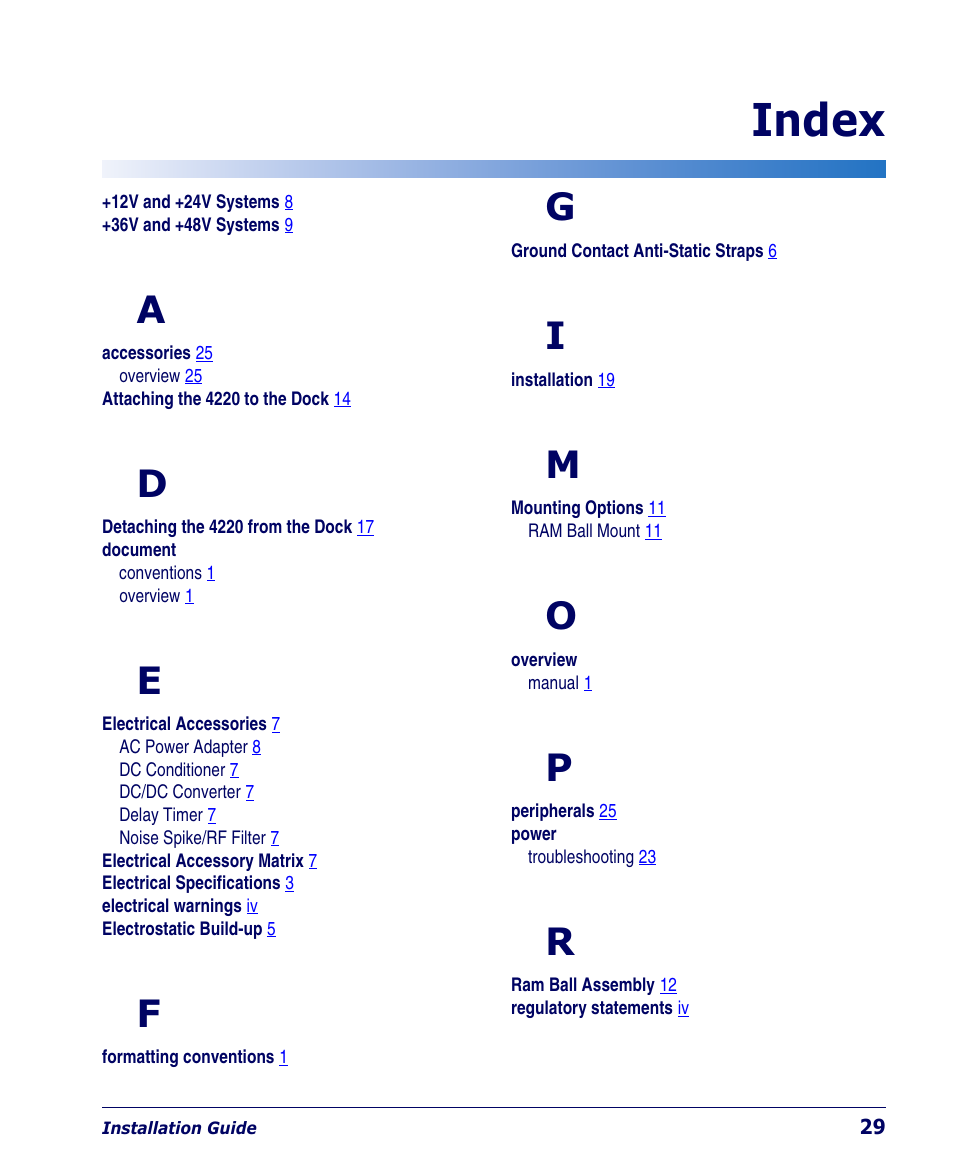 Index | PSC Falcon 4400 Series User Manual | Page 35 / 40