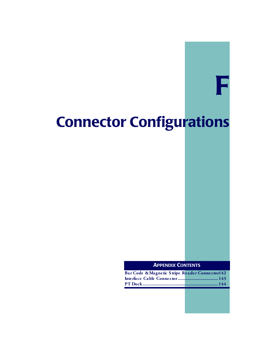 Connector configurations, Appendix f | PSC PT2000TM User Manual | Page 133 / 168