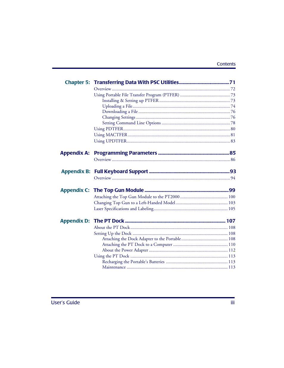 PSC PT2000TM User Manual | Page 5 / 168