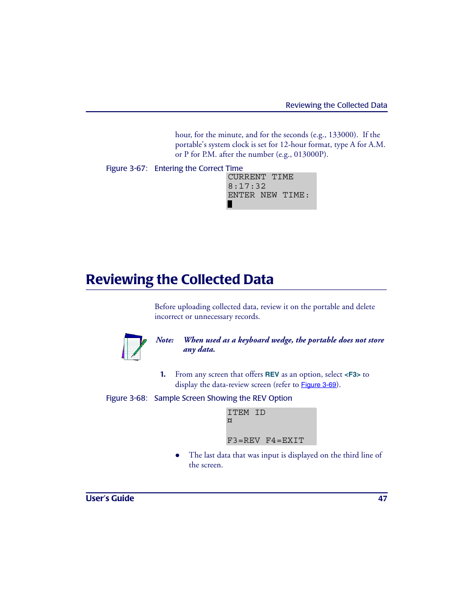 Reviewing the collected data, Re vie wing the colle cte d da ta | PSC PT2000TM User Manual | Page 57 / 168