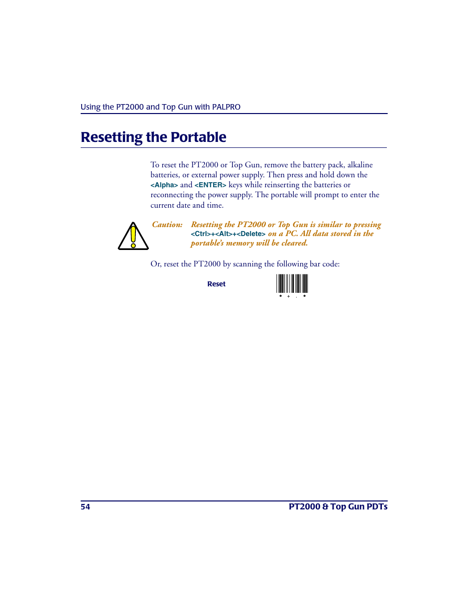 Resetting the portable | PSC PT2000TM User Manual | Page 64 / 168