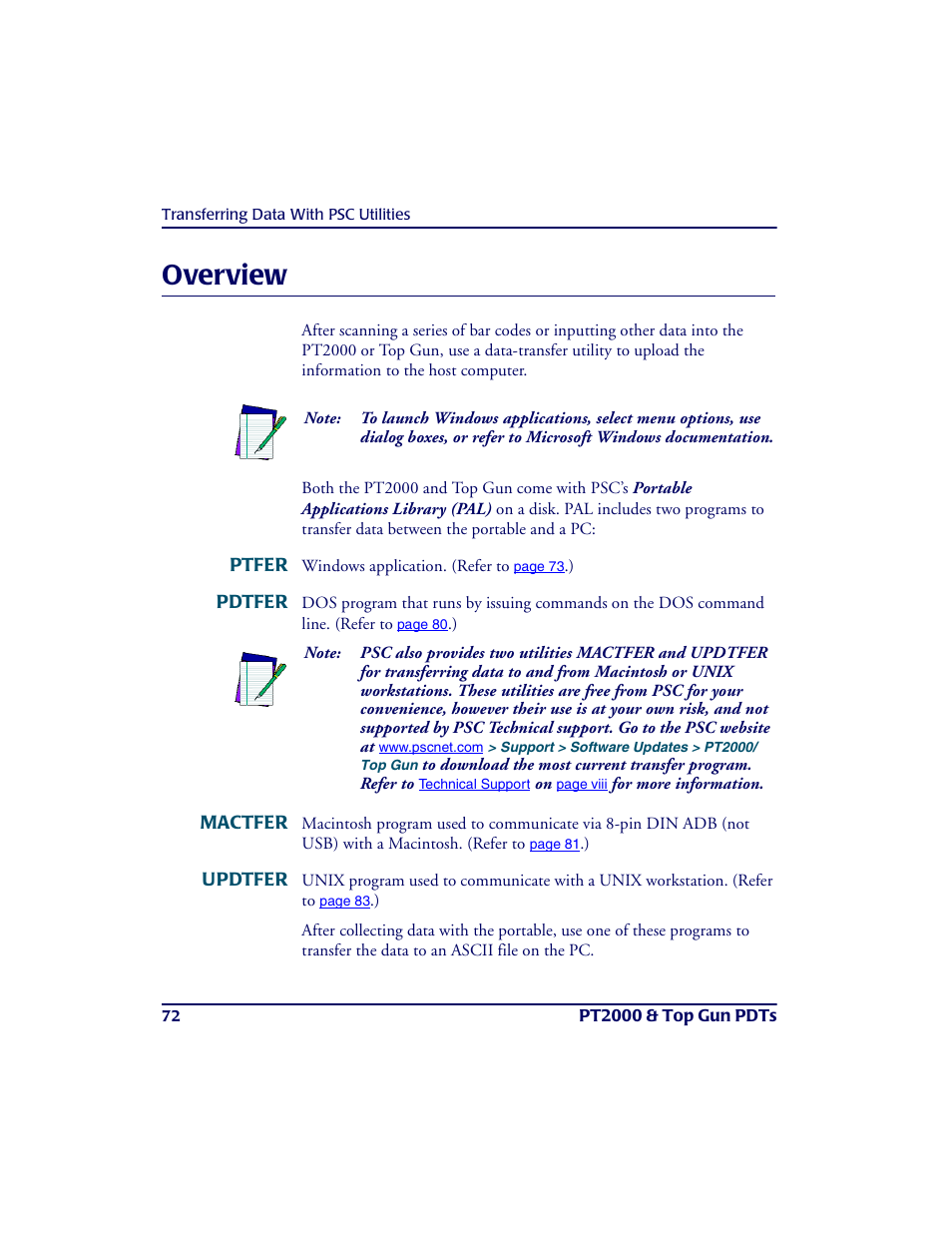 Overview, Ve rvie w | PSC PT2000TM User Manual | Page 82 / 168