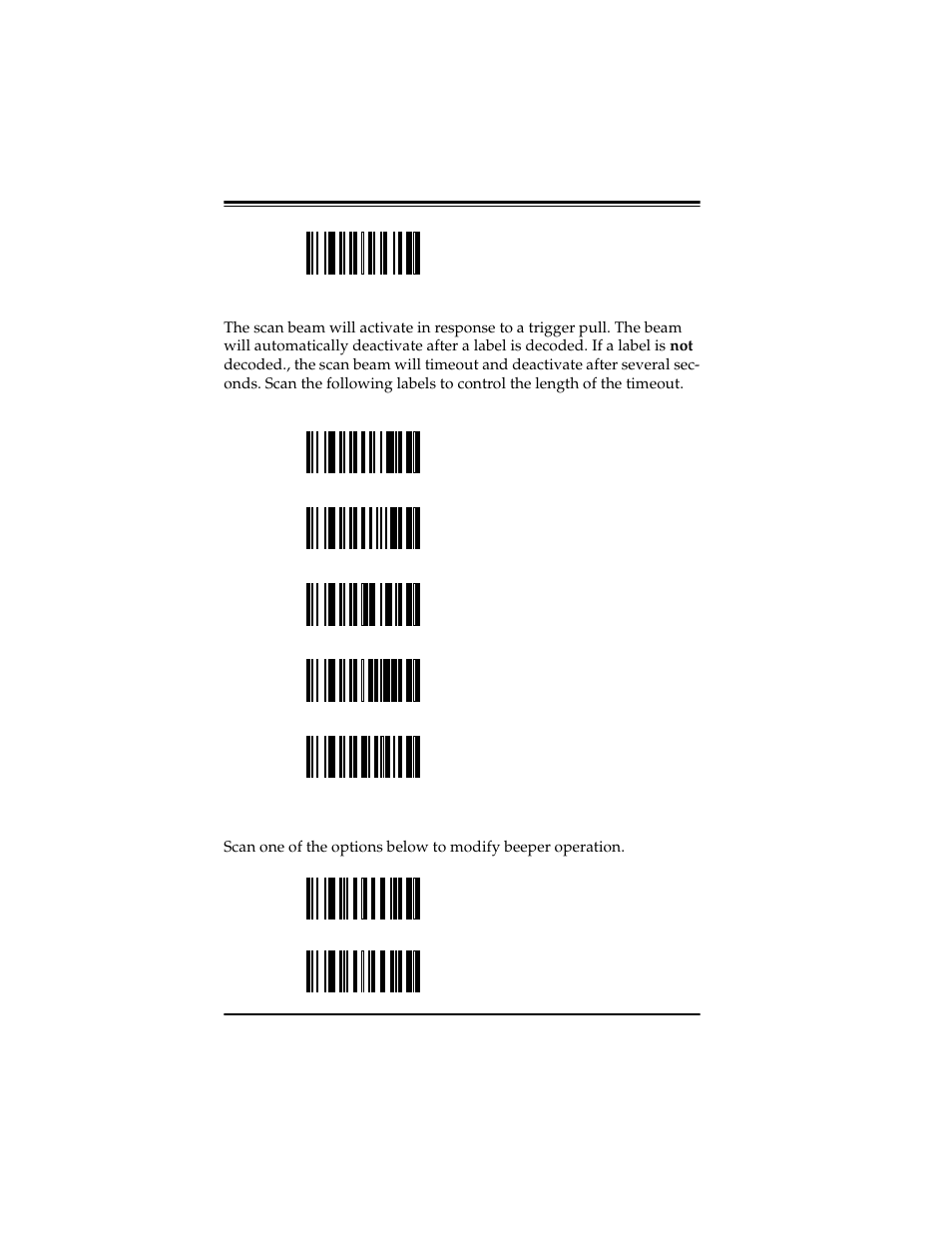 Laser timeout, Beeper operation, Laser timeout beeper operation | PSC Scanners User Manual | Page 30 / 84
