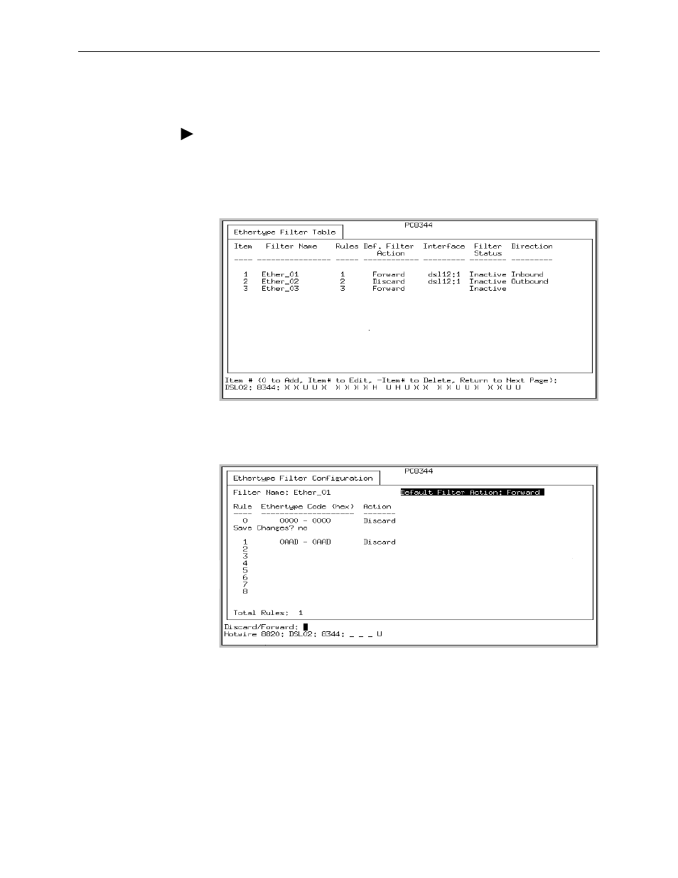 Configuring ethernet filters | Paradyne 8510 User Manual | Page 70 / 136