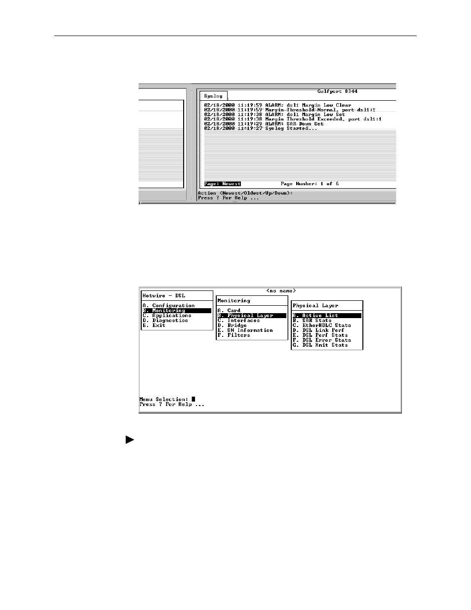Dsl monitoring physical layer screens | Paradyne 8510 User Manual | Page 78 / 136