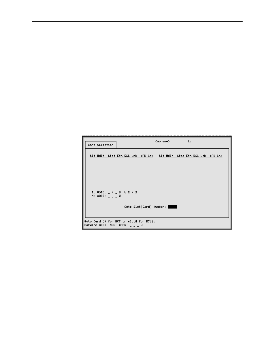 Card selection screen, Card selection, Screen | For more information, see | Paradyne HOTWIRE 8310 MVL User Manual | Page 28 / 98