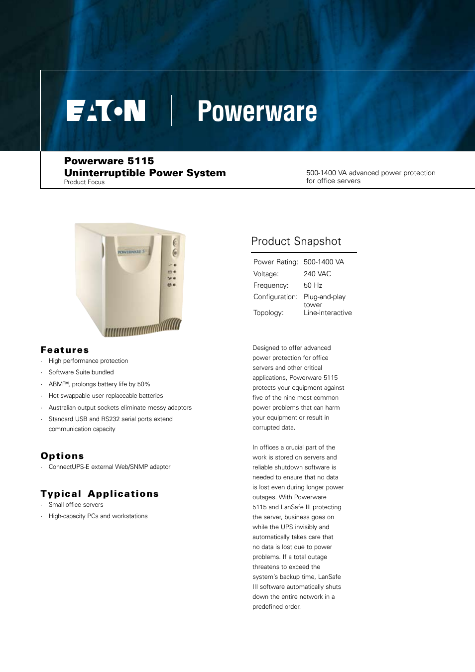 Powerware 5115 User Manual | 2 pages