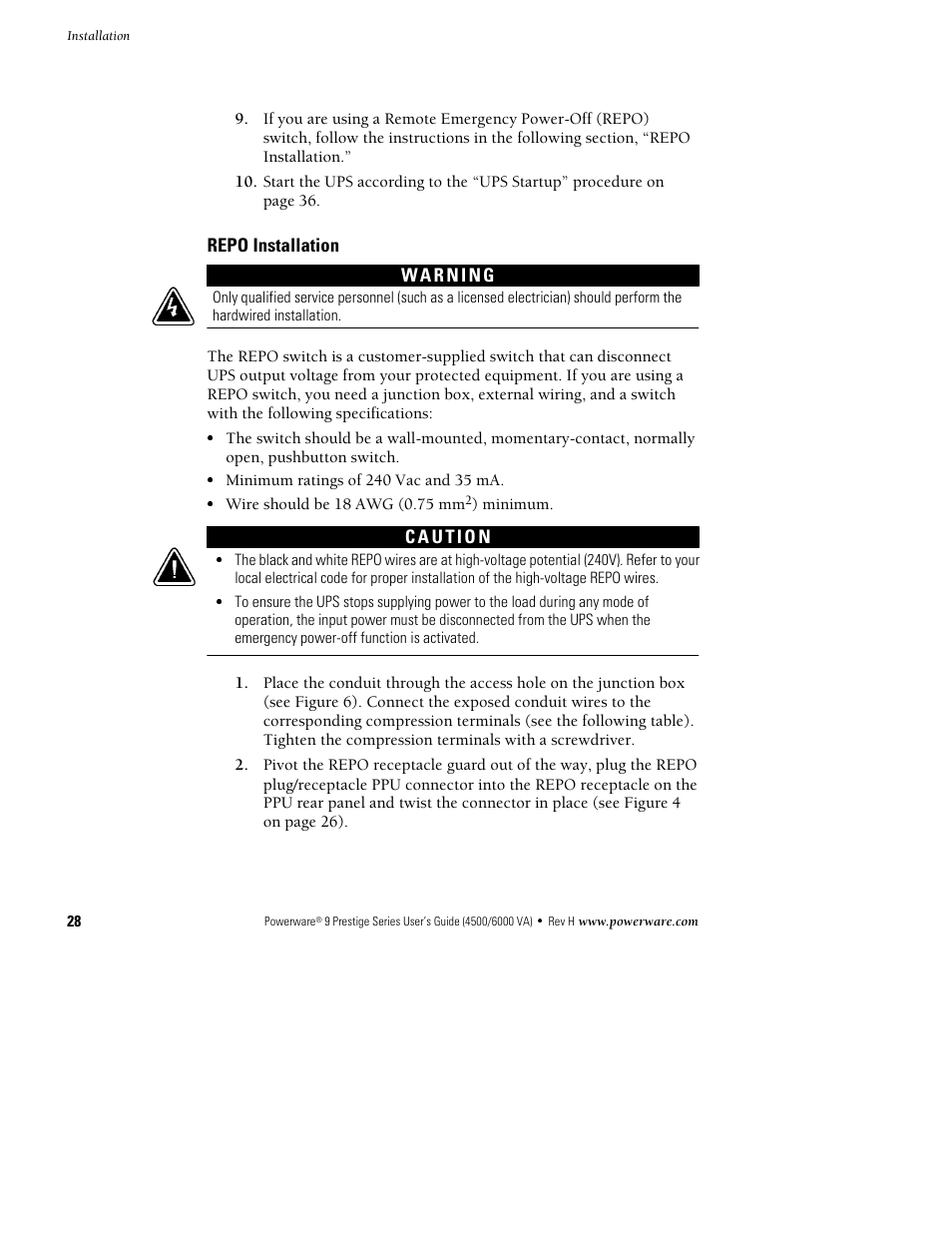 Powerware 6000 User Manual | Page 36 / 92