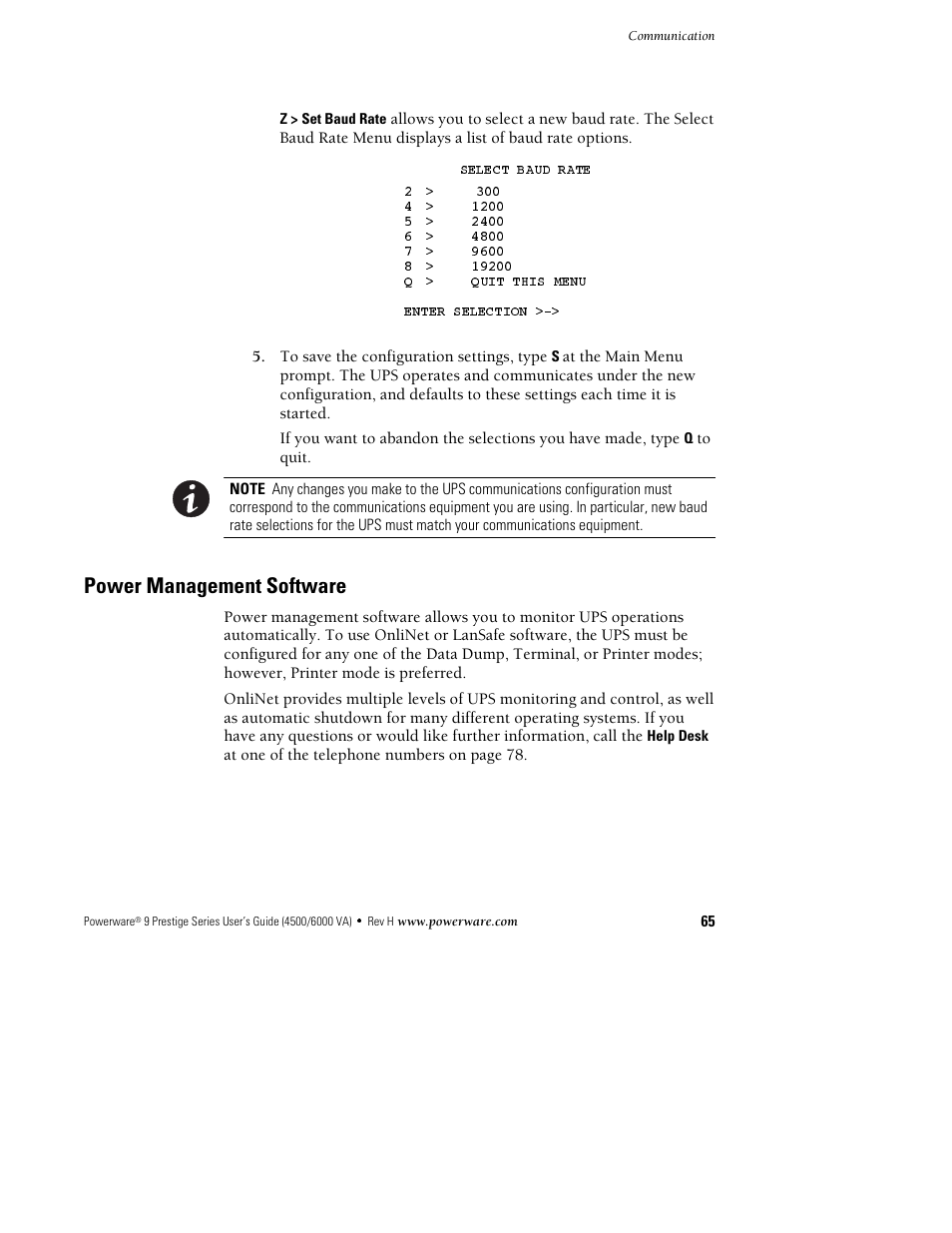 Power management software | Powerware 6000 User Manual | Page 73 / 92