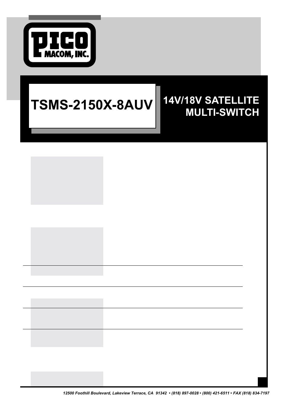 Pico Communications TSMS-2150X-8AUV User Manual | 7 pages