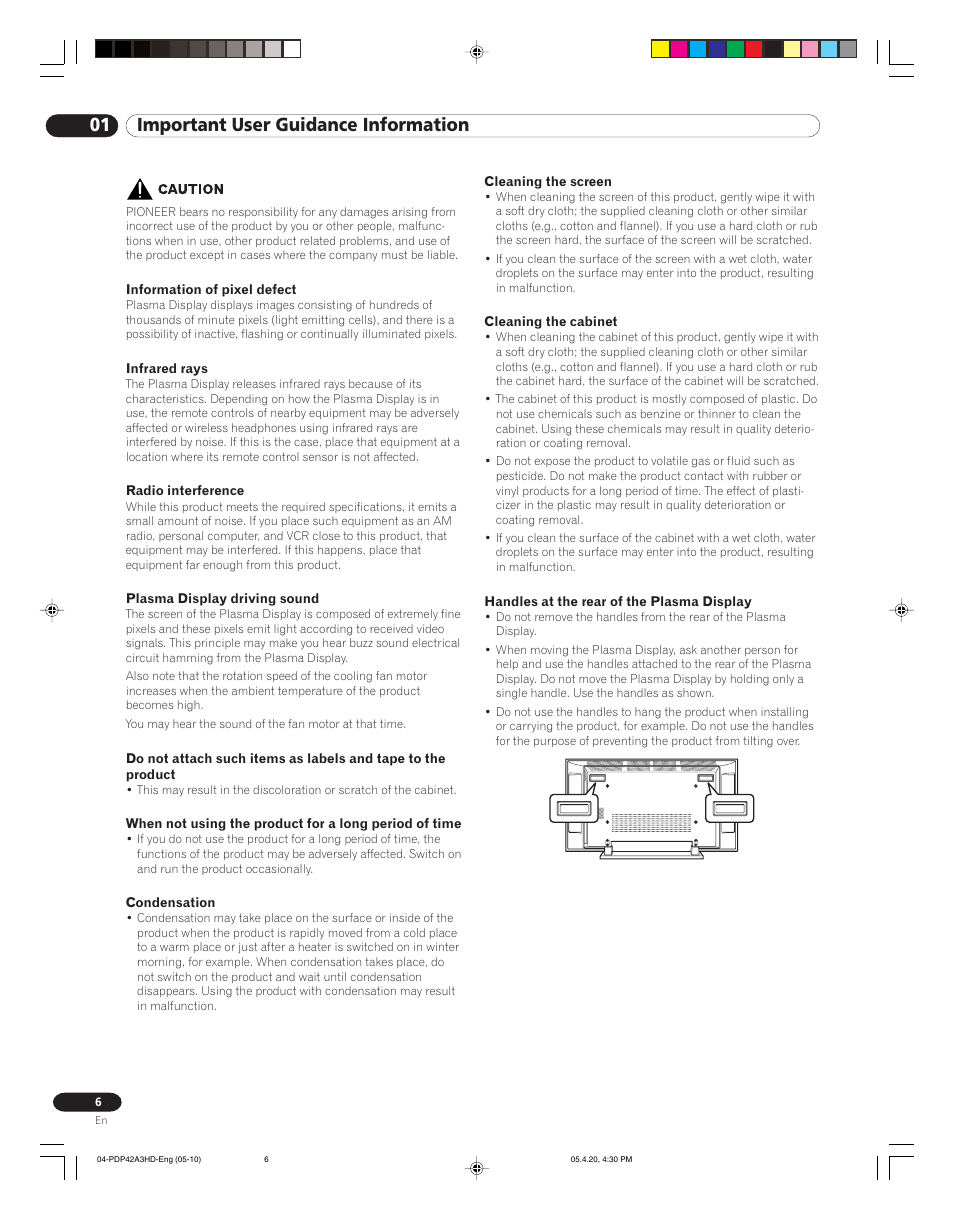 01 important user guidance information | Pioneer PDP-4214HD User Manual | Page 6 / 47