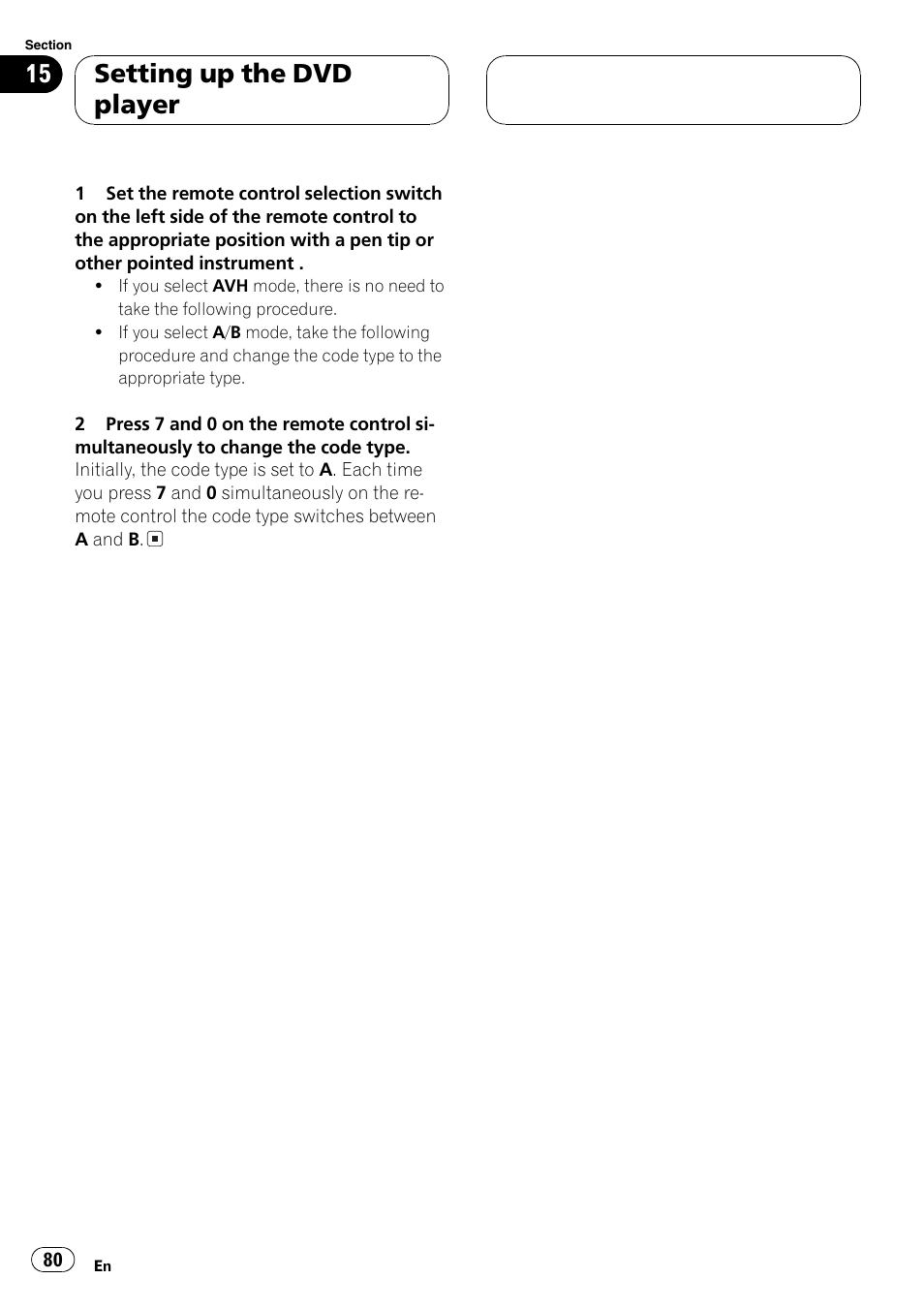 Setting up the dvd player | Pioneer AVH-P7550DVD User Manual | Page 80 / 104